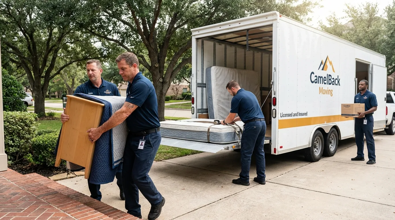 Crew loading residential truck for cross-state move from Sugar Grove, IL