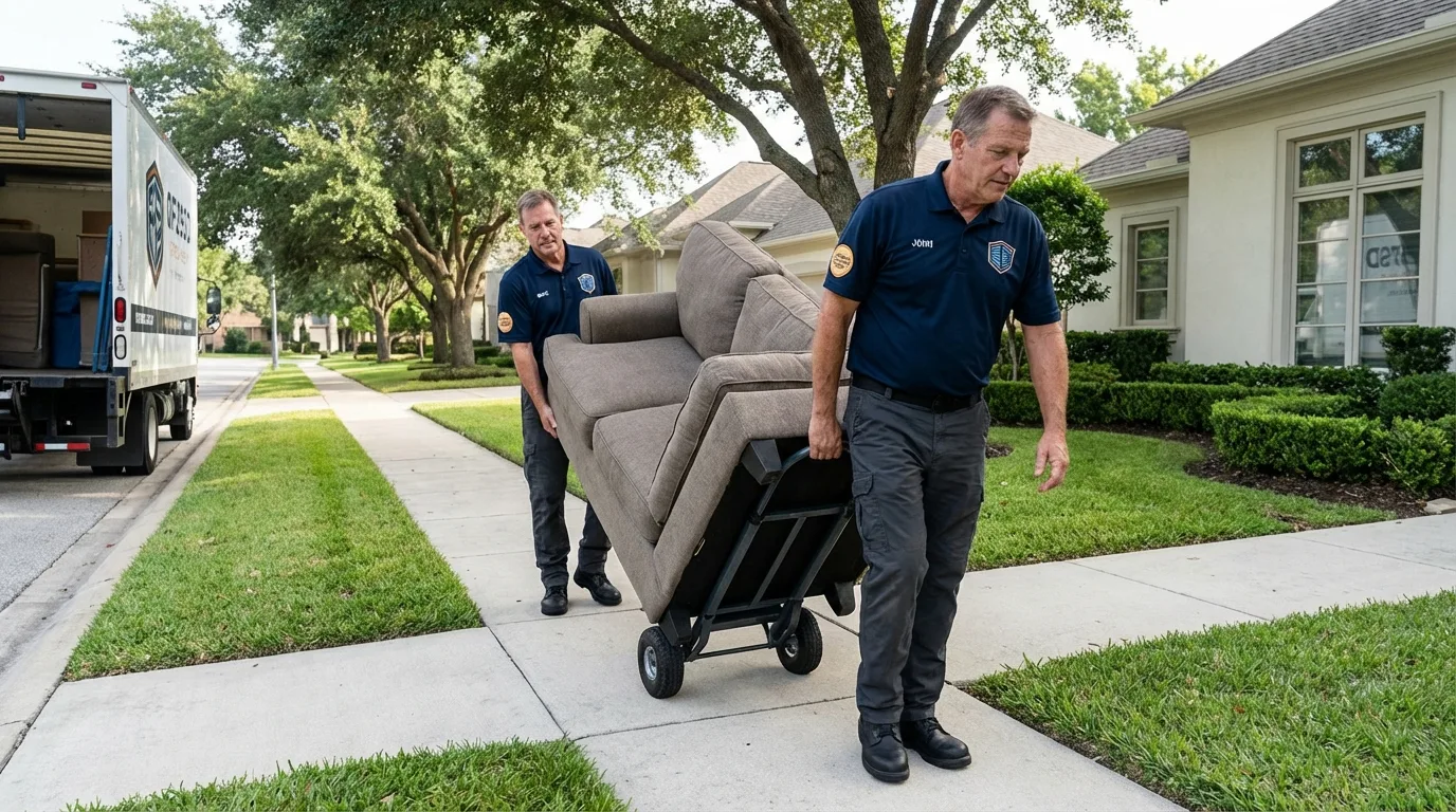 Local residential moving crew loading furniture in Sugar Grove, IL