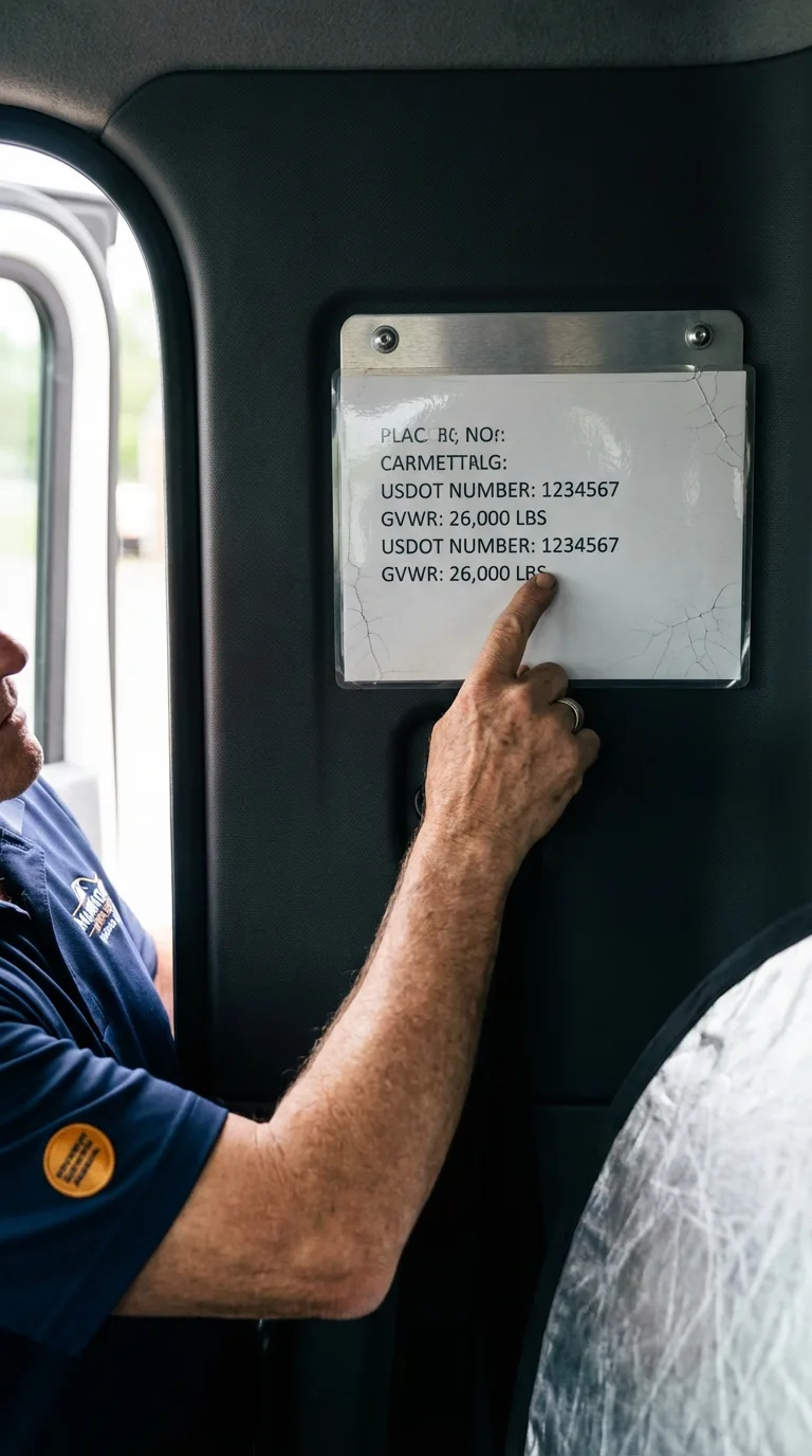 USDOT licensing placard verification in Sugar Grove
